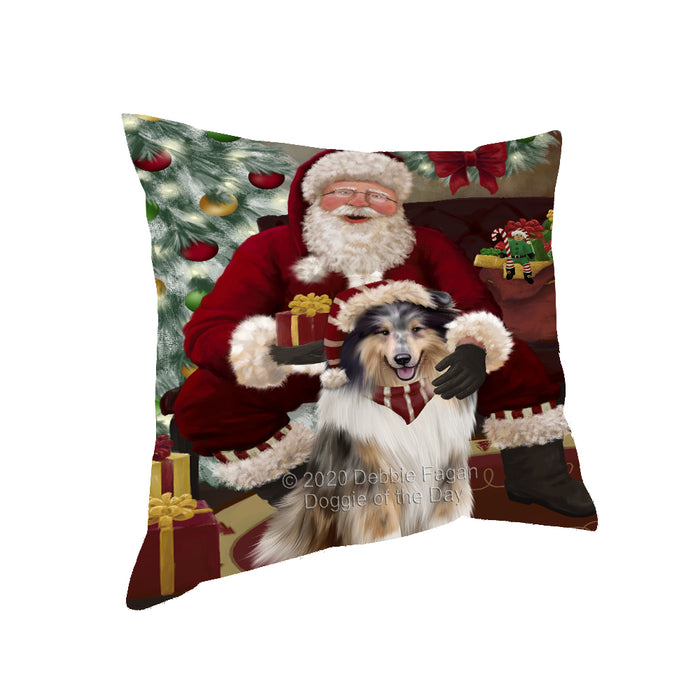 Santa's Christmas Surprise Rough Collie Dog Pillow PIL87328
