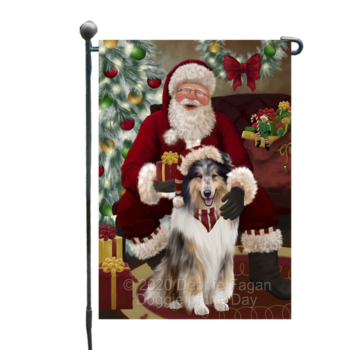 Santa's Christmas Surprise Rough Collie Dog Garden Flag GFLG66777