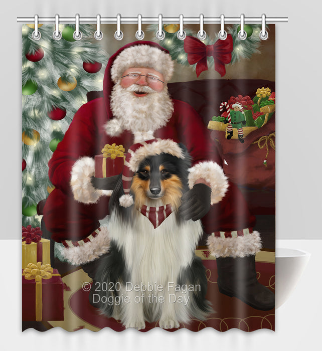 Santa's Christmas Surprise Rough Collie Dog Shower Curtain Bathroom Accessories Decor Bath Tub Screens SC272