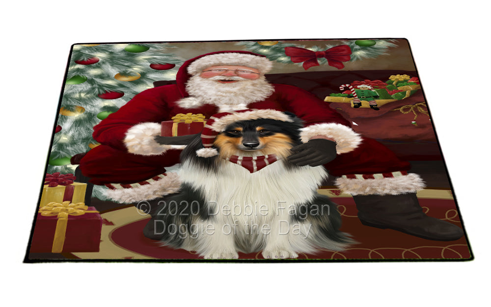 Santa's Christmas Surprise Rough Collie Dog Indoor/Outdoor Welcome Floormat - Premium Quality Washable Anti-Slip Doormat Rug FLMS57559