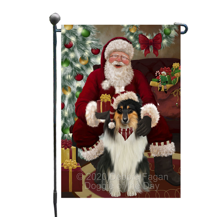 Santa's Christmas Surprise Rough Collie Dog Garden Flag GFLG66778