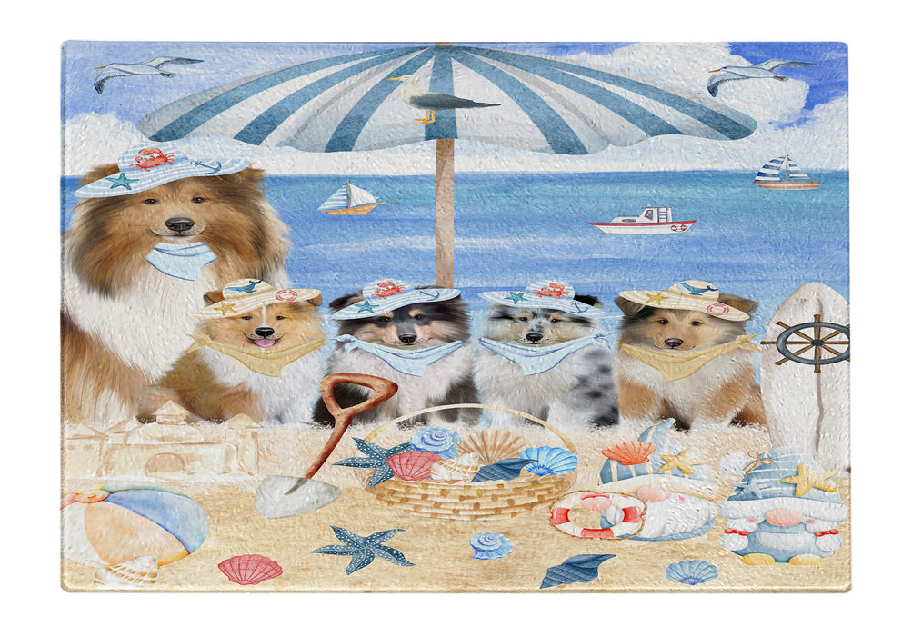 Rough Collie Cutting Board: Explore a Variety of Personalized Designs, Custom, Tempered Glass Kitchen Chopping Meats, Vegetables, Pet Gift for Dog Lovers