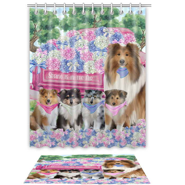 Rough Collie Shower Curtain & Bath Mat Set: Explore a Variety of Designs, Custom, Personalized, Curtains with hooks and Rug Bathroom Decor, Gift for Dog and Pet Lovers