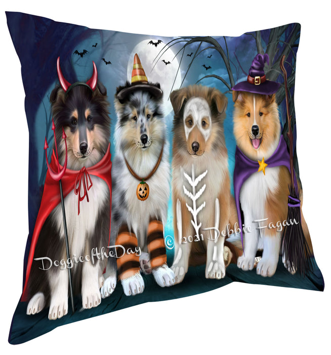 Happy Halloween Trick or Treat Rough Collie Dogs Pillow with Top Quality High-Resolution Images - Ultra Soft Pet Pillows for Sleeping - Reversible & Comfort - Ideal Gift for Dog Lover - Cushion for Sofa Couch Bed - 100% Polyester, PILA88564