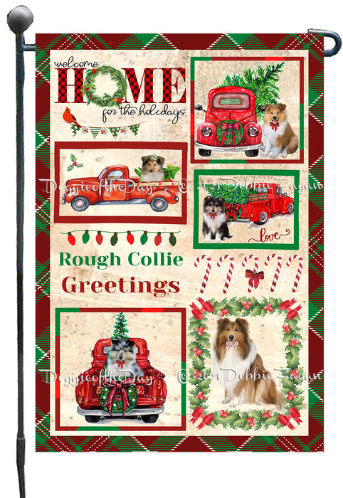 Welcome Home for Christmas Holidays Rough Collie Dogs Garden Flag GFLG67038