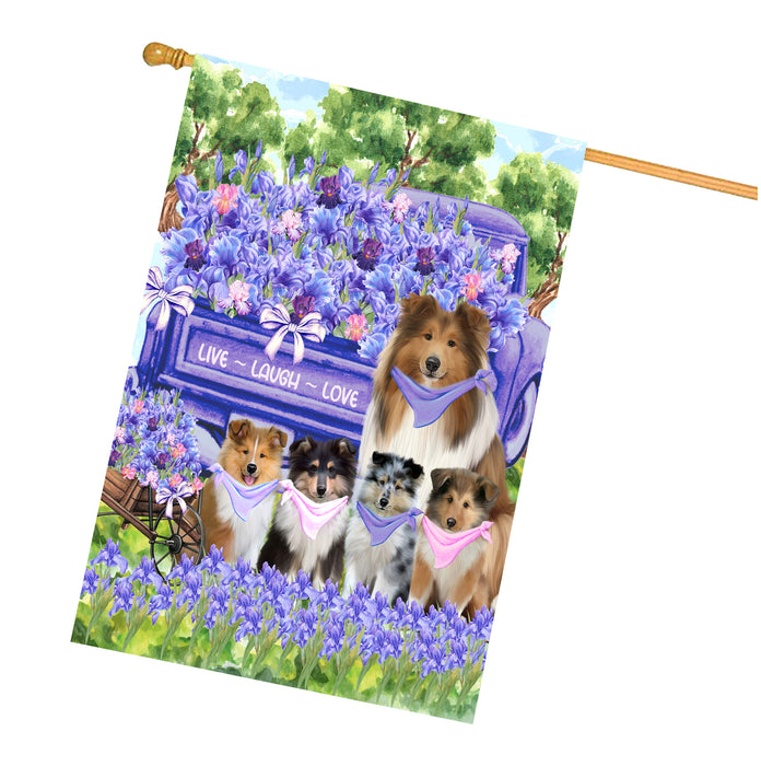 Rough Collie Dogs House Flag for Dog and Pet Lovers, Explore a Variety of Designs, Custom, Personalized, Weather Resistant, Double-Sided, Home Outside Yard Decor