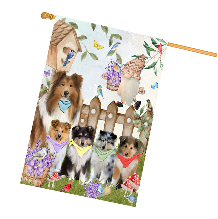 Rough Collie Dogs House Flag: Explore a Variety of Designs, Custom, Personalized, Weather Resistant, Double-Sided, Home Outside Yard Decor for Dog and Pet Lovers