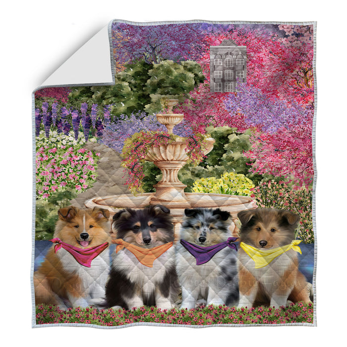 Rough Collie Quilt, Explore a Variety of Bedding Designs, Bedspread Quilted Coverlet, Custom, Personalized, Pet Gift for Dog Lovers