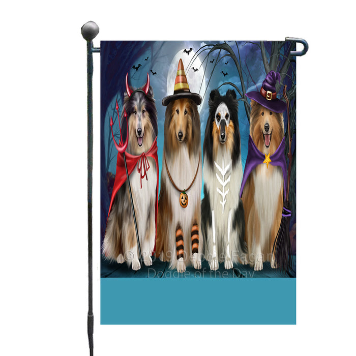 Personalized Happy Halloween Trick or Treat Rough Collie Dogs Custom Garden Flag GFLG64373