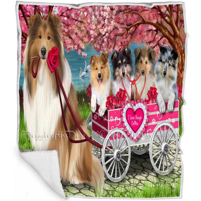 I Love Rough Collies Dog in a Cart Blanket BLNKT105240