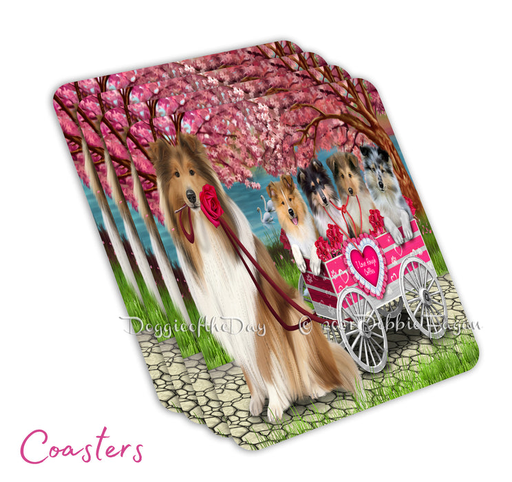 Mother's Day Gift Basket Rough Collie Dogs Blanket, Pillow, Coasters, Magnet, Coffee Mug and Ornament
