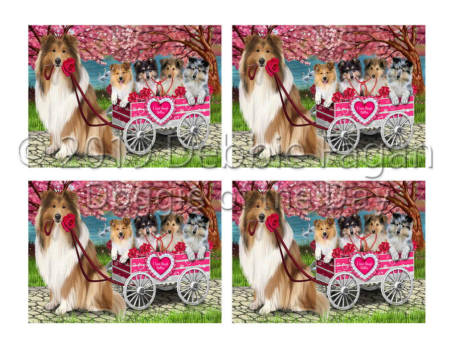 I Love Rough Collie Dogs in a Cart Placemat