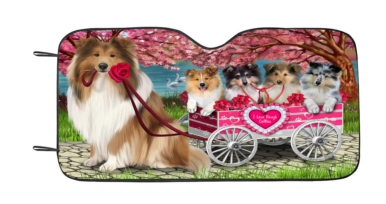 I Love Rough Collie Dogs in a Cart Car Sun Shade
