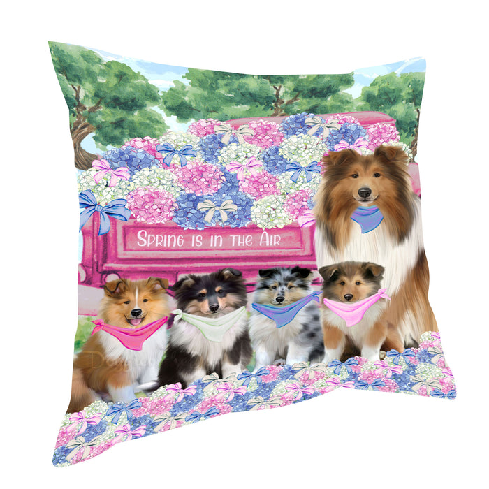 Rough Collie Pillow, Explore a Variety of Personalized Designs, Custom, Throw Pillows Cushion for Sofa Couch Bed, Dog Gift for Pet Lovers