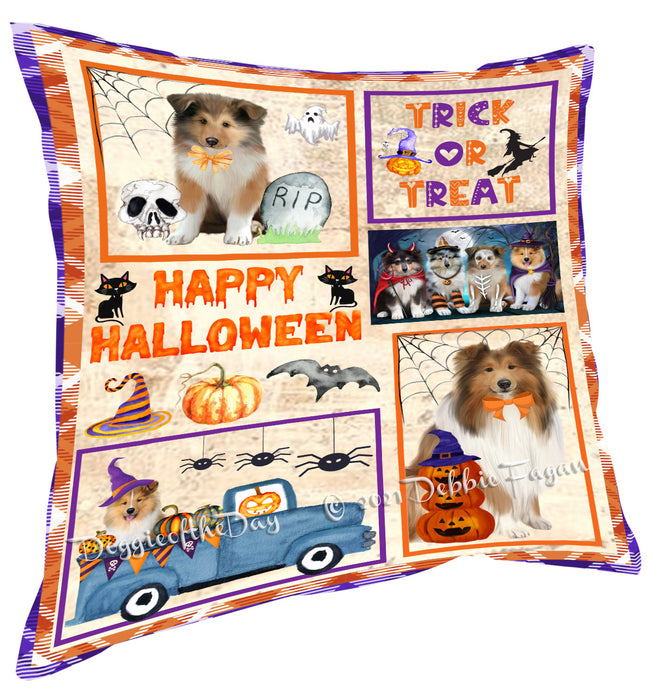Happy Halloween Trick or Treat Rough Collie Dogs Pillow with Top Quality High-Resolution Images - Ultra Soft Pet Pillows for Sleeping - Reversible & Comfort - Ideal Gift for Dog Lover - Cushion for Sofa Couch Bed - 100% Polyester, PILA88345