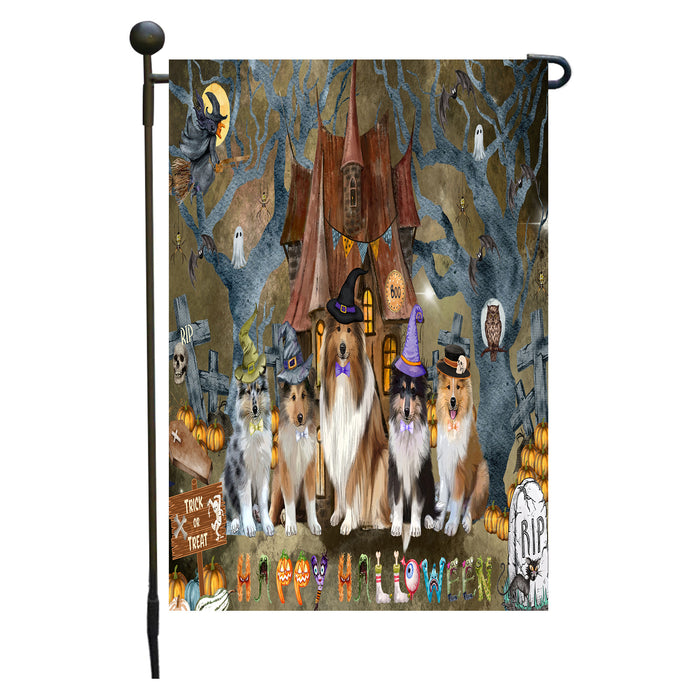 Rough Collie Dogs Garden Flag: Explore a Variety of Designs, Personalized, Custom, Weather Resistant, Double-Sided, Outdoor Garden Halloween Yard Decor for Dog and Pet Lovers