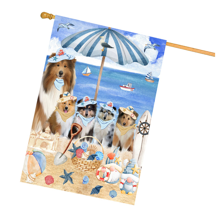 Rough Collie Dogs House Flag, Double-Sided Home Outside Yard Decor, Explore a Variety of Designs, Custom, Weather Resistant, Personalized, Gift for Dog and Pet Lovers
