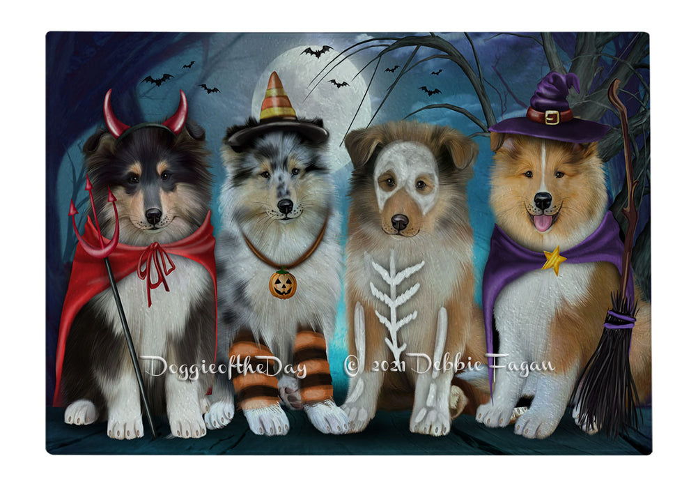Happy Halloween Trick or Treat Rough Collie Dogs Cutting Board - Easy Grip Non-Slip Dishwasher Safe Chopping Board Vegetables C79654