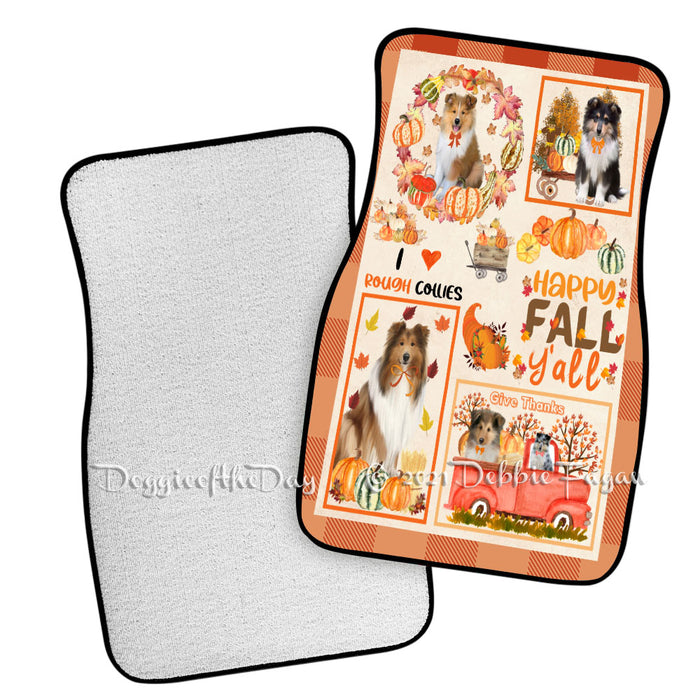 Happy Fall Y'all Pumpkin Rough Collie Dogs Polyester Anti-Slip Vehicle Carpet Car Floor Mats CFM49288