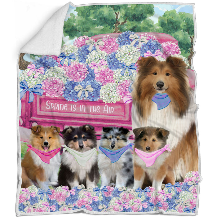 Rough Collie Bed Blanket, Explore a Variety of Designs, Custom, Soft and Cozy, Personalized, Throw Woven, Fleece and Sherpa, Gift for Pet and Dog Lovers