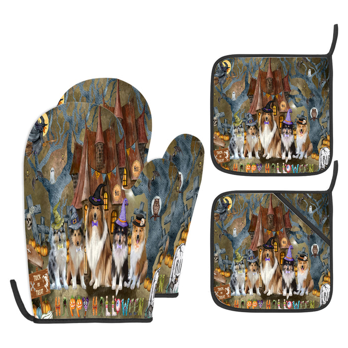 Rough Collie Oven Mitts and Pot Holder Set, Kitchen Gloves for Cooking with Potholders, Explore a Variety of Custom Designs, Personalized, Pet & Dog Gifts