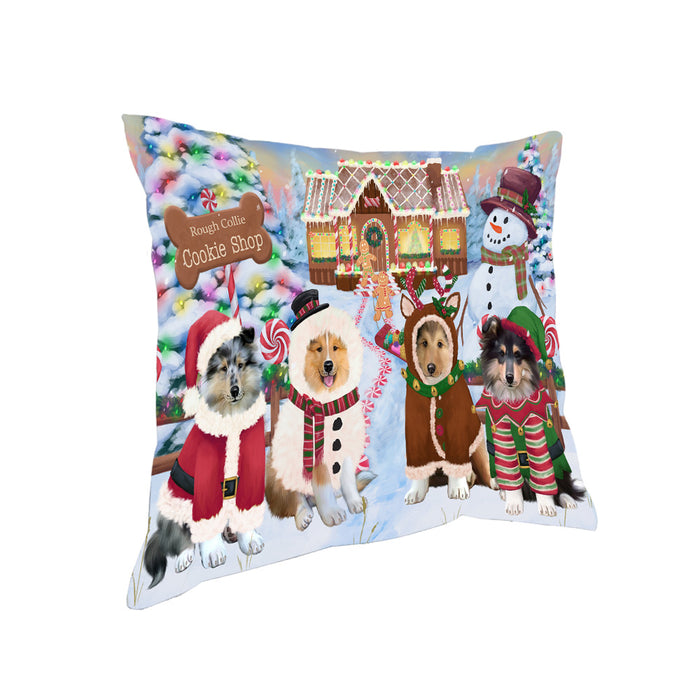 Holiday Gingerbread Cookie Shop Rough Collies Dog Pillow PIL80740