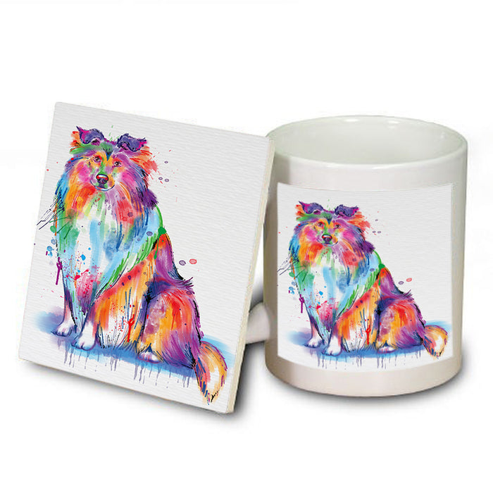 Watercolor Rough Collie Dog Mug and Coaster Set MUC57090