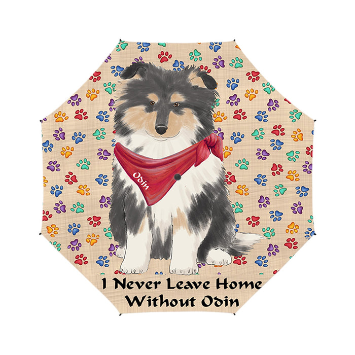 Custom Pet Name Personalized I never Leave Home Rough Collie Dog Semi-Automatic Foldable Umbrella