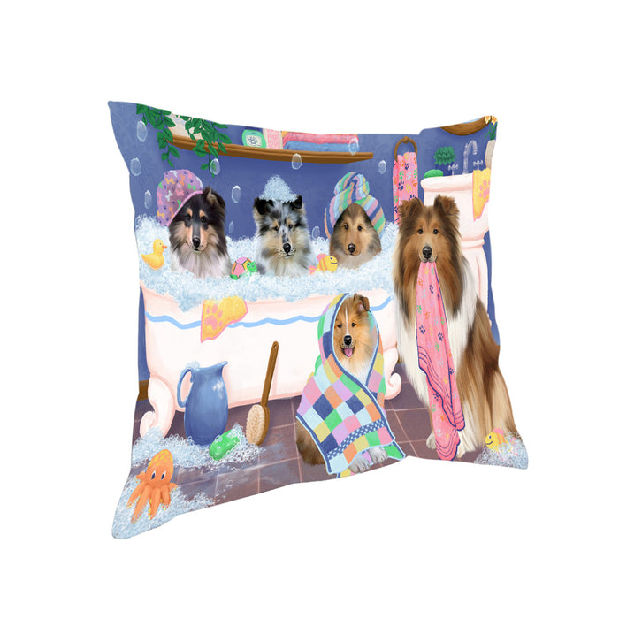 Rub A Dub Dogs In A Tub Rough Collies Dog Pillow PIL81552