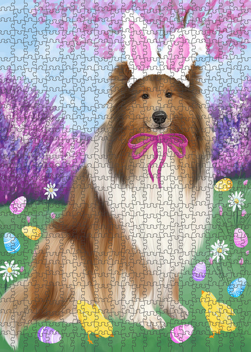Easter Holiday Rough Collie Dog Puzzle with Photo Tin PUZL95996