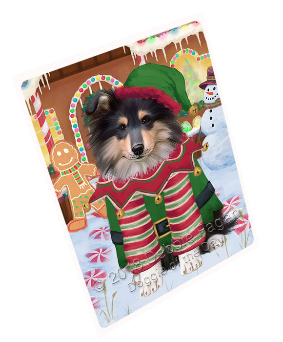 Christmas Gingerbread House Candyfest Rough Collie Dog Large Refrigerator / Dishwasher Magnet RMAG101364