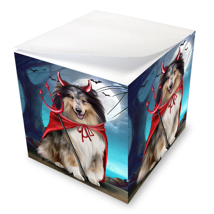 Happy Halloween Trick or Treat Rough Collie Dog Note Cube NOC56166