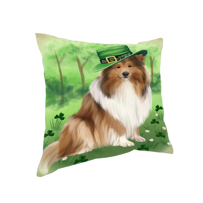 St. Patricks Day Irish Portrait Rough Collie Dog Pillow PIL86224