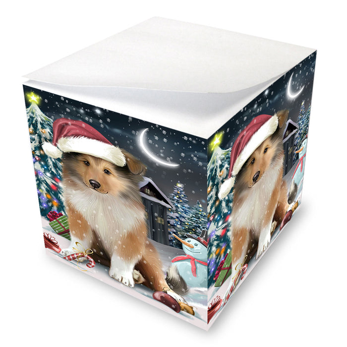Have a Holly Jolly Christmas Happy Holidays Rough Collie Dog Note Cube NOC55891