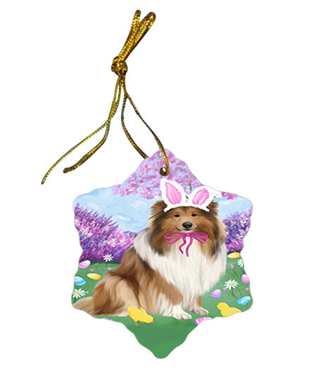 Easter Holiday Rough Collie Dog Star Porcelain Ornament SPOR57325
