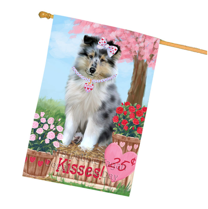 Rosie 25 Cent Kisses Rough Collie Dog House Flag FLG56691