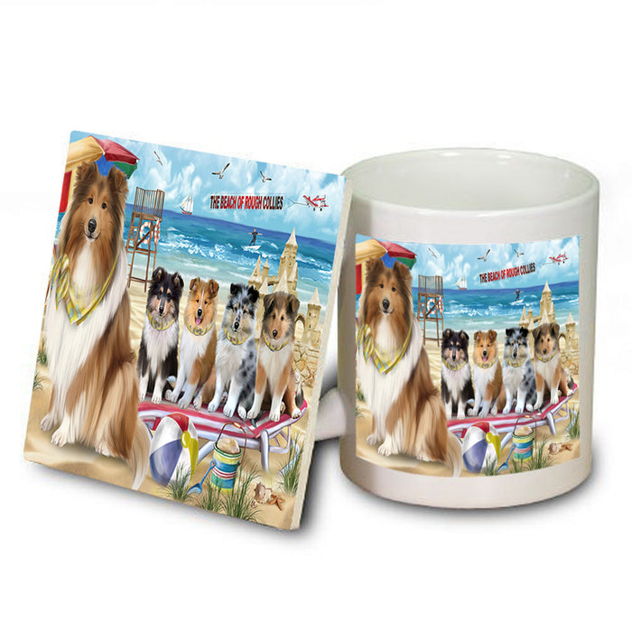 Pet Friendly Beach Rough Collies Dog Mug and Coaster Set MUC54171
