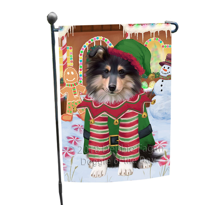 Christmas Gingerbread House Candyfest Rough Collie Dog Garden Flag GFLG57144