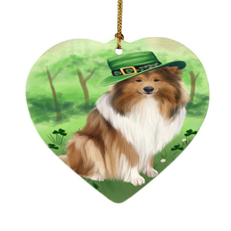 St. Patricks Day Irish Portrait Rough Collie Dog Heart Christmas Ornament HPOR57968