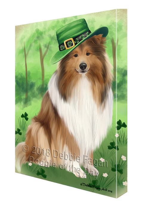 St. Patricks Day Irish Portrait Rough Collie Dog Canvas Print Wall Art Décor CVS135692