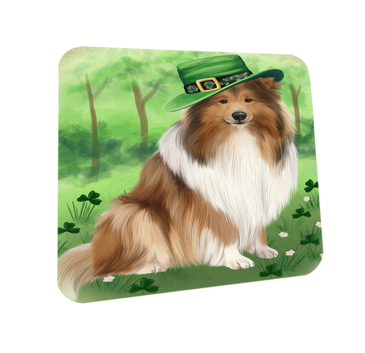 St. Patricks Day Irish Portrait Rough Collie Dog Coasters Set of 4 CST56986