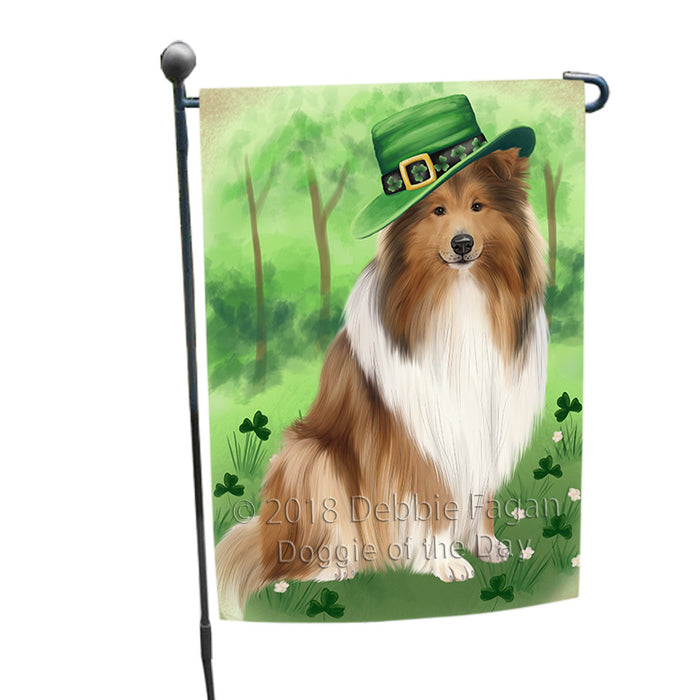 St. Patricks Day Irish Portrait Rough Collie Dog Garden Flag GFLG64996