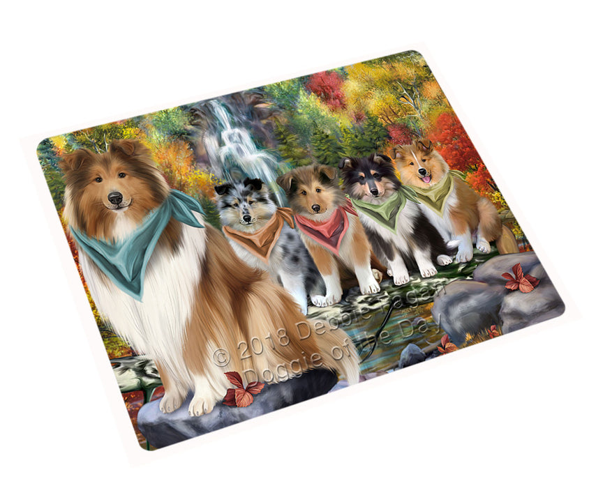 Scenic Waterfall Rough Collies Dog Large Refrigerator / Dishwasher Magnet RMAG89706