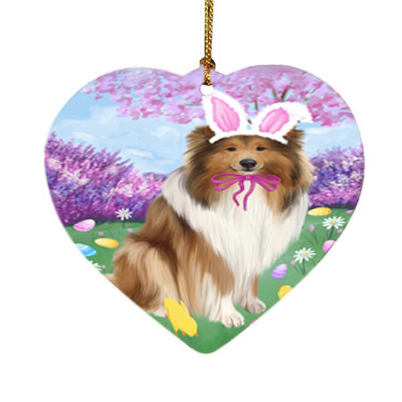 Easter Holiday Rough Collie Dog Heart Christmas Ornament HPOR57325