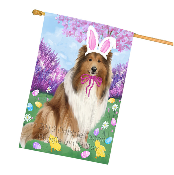 Easter Holiday Rough Collie Dog House Flag FLG57626