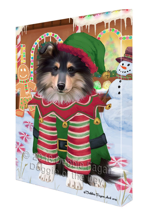Christmas Gingerbread House Candyfest Rough Collie Dog Canvas Print Wall Art Décor CVS130868