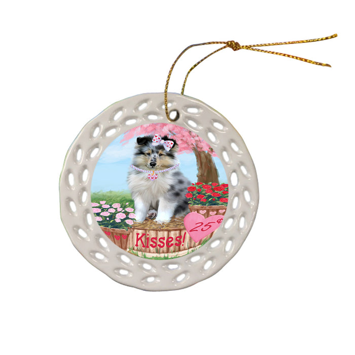 Rosie 25 Cent Kisses Rough Collie Dog Ceramic Doily Ornament DPOR56363