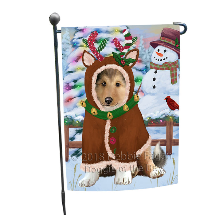 Christmas Gingerbread House Candyfest Rough Collie Dog Garden Flag GFLG57145