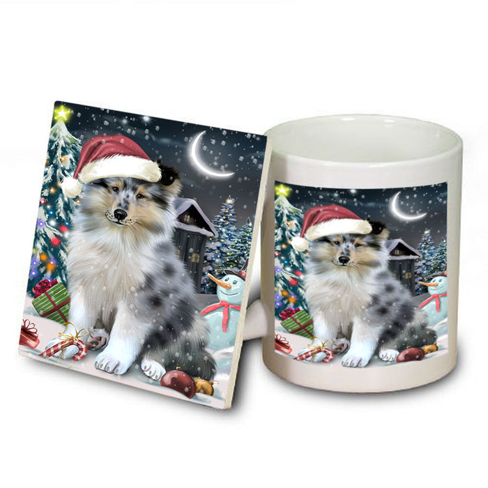 Have a Holly Jolly Christmas Happy Holidays Rough Collie Dog Mug and Coaster Set MUC54238