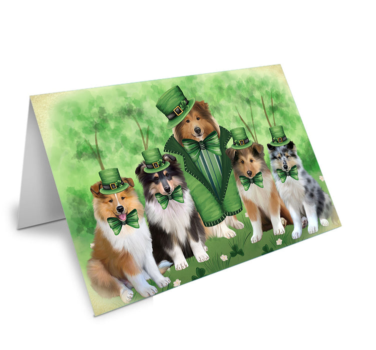 St. Patricks Day Irish Portrait Rough Collie Dogs Handmade Artwork Assorted Pets Greeting Cards and Note Cards with Envelopes for All Occasions and Holiday Seasons GCD76601